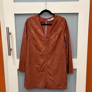 S Burnt Orange ASTR the label Mini Suede-like Dress